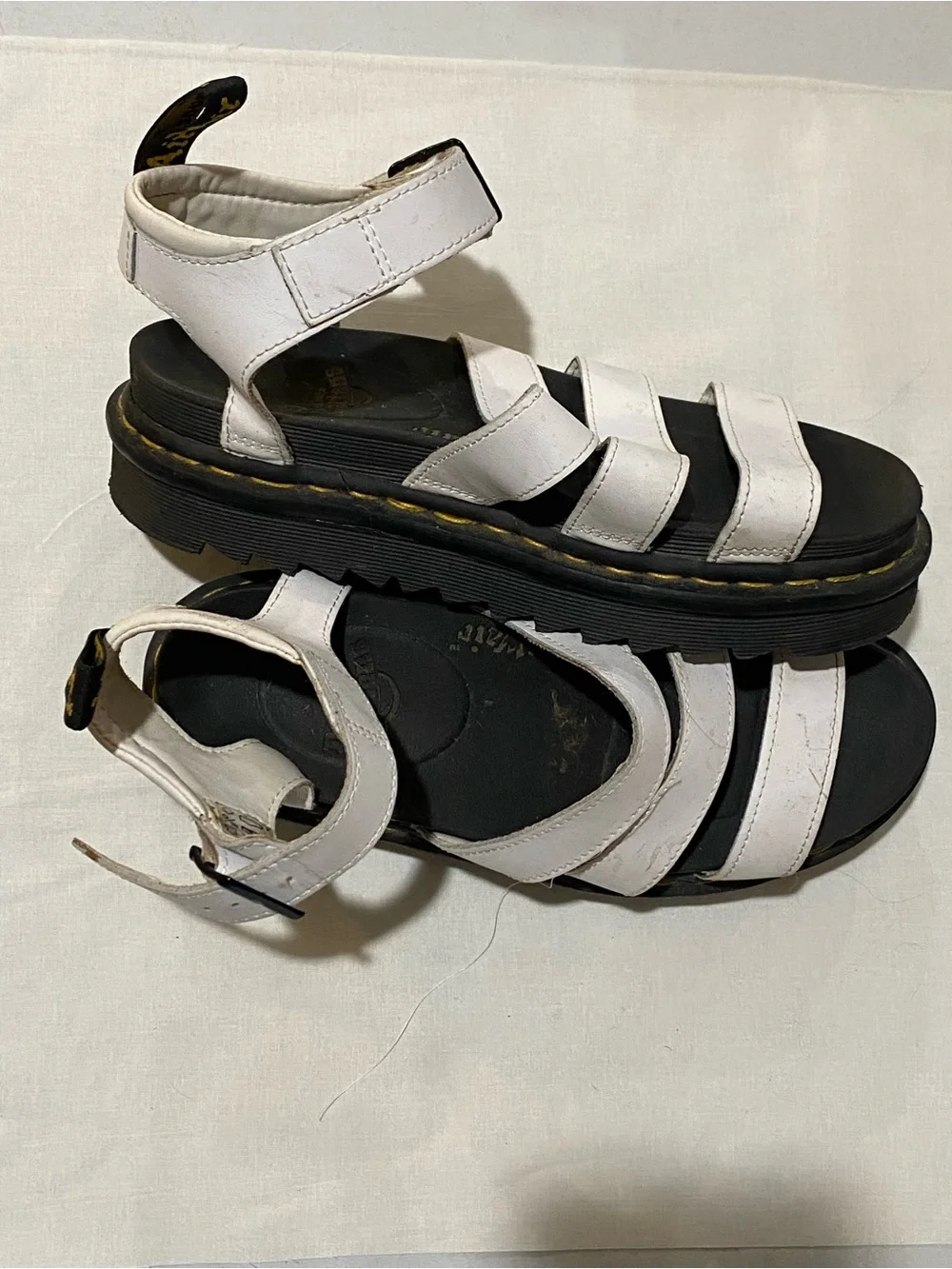 Dr. Martens White Strappy Platform Sandals